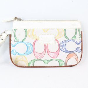 Coach Wristlet Multicolored Rainbow C Logo Fabric #162